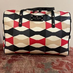 RARE - Kate Spade Abstract Shawna Bowling Purse - red, cream, black bow
